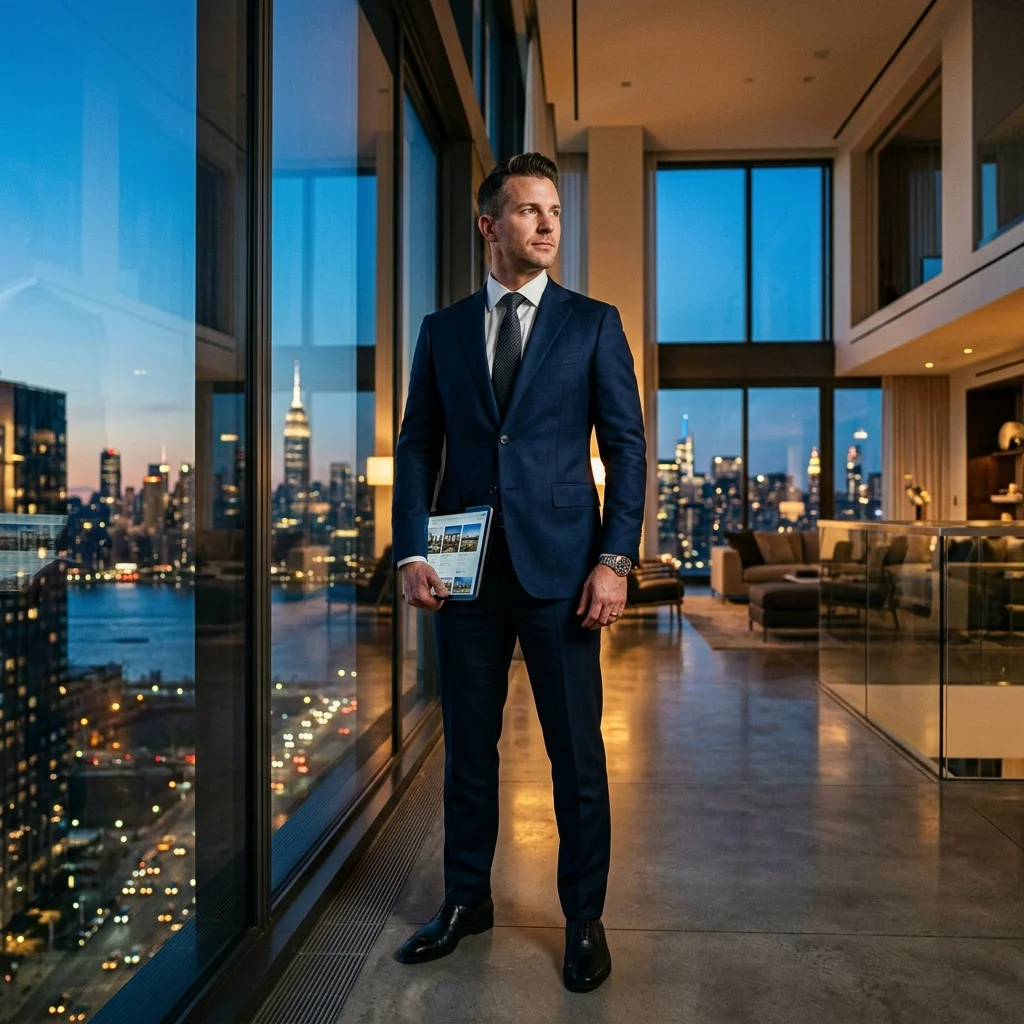 Luxury Real Estate Agent using AI Real Estate Marketing Software to automate local authority narratives