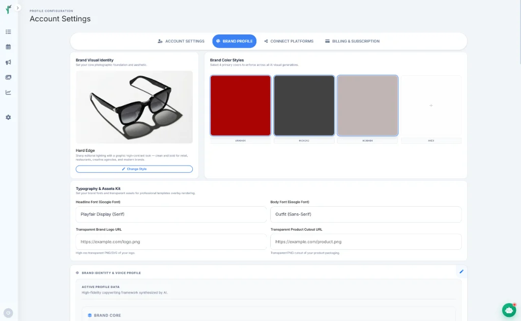 Bamboo Punch Brand DNA Extraction UI showing identity lock and character settings